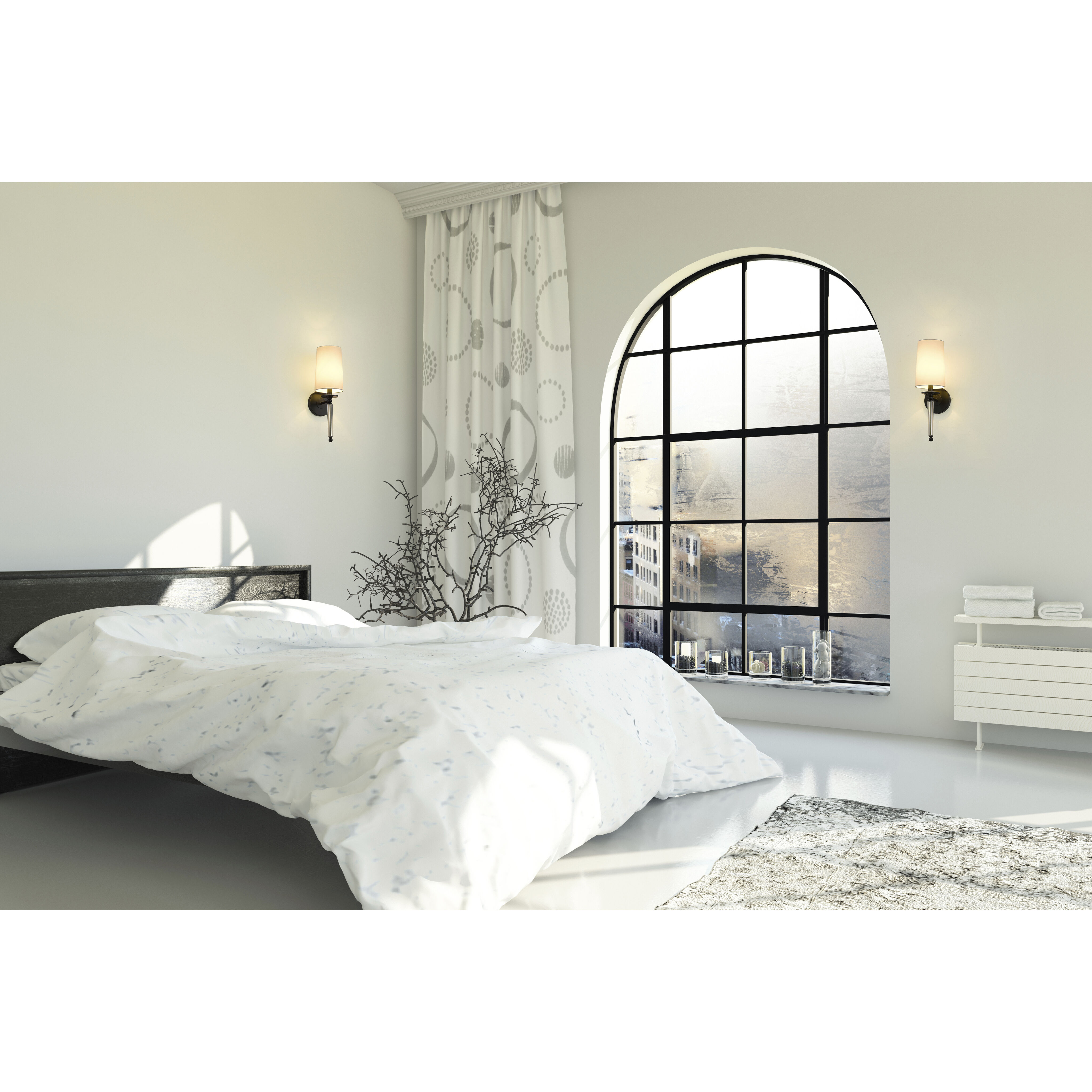 Avery 1 Light 5.5 inch Matte Black Wall Sconce Wall Light in White Fabric