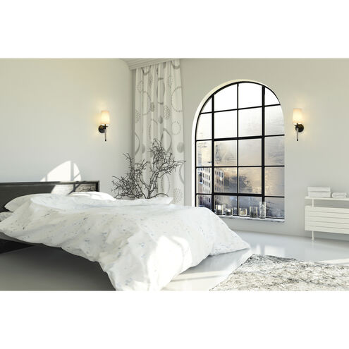 Avery 1 Light 5.5 inch Matte Black Wall Sconce Wall Light in White Fabric