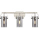 Pilaster II Cylinder 3 Light 24.88 inch Satin Nickel Bath Vanity Light Wall Light in Plated Smoke Glass