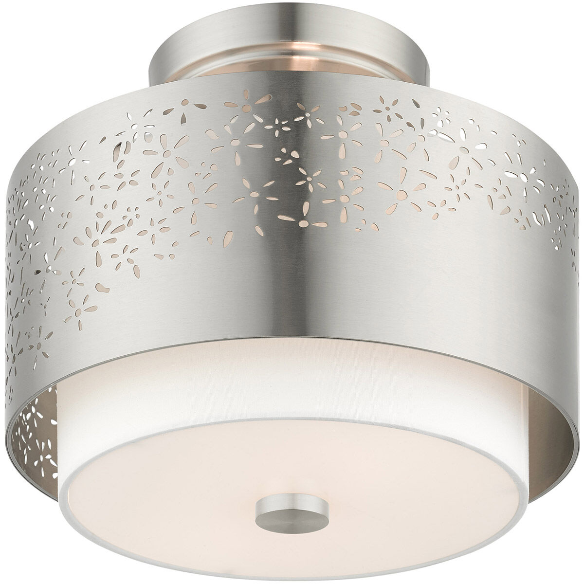 Noria 2 Light 12 inch Brushed Nickel Semi Flush Ceiling Light