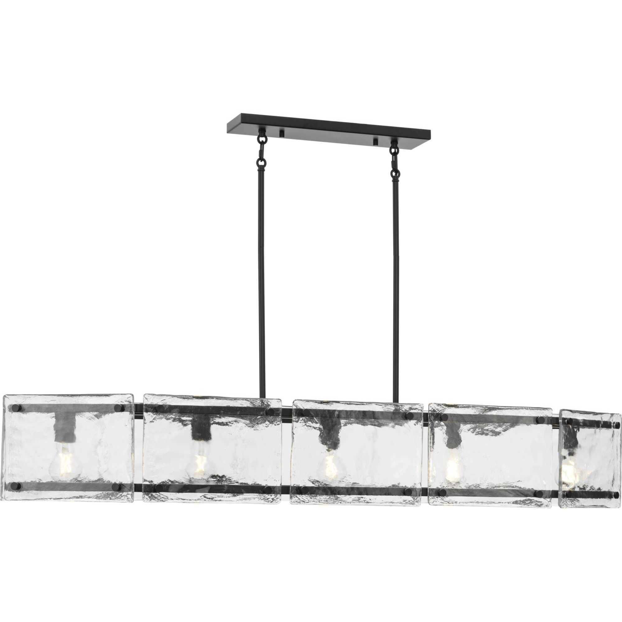 Rivera 5 Light 51.25 inch Matte Black Linear Chandelier Ceiling Light, Design Series