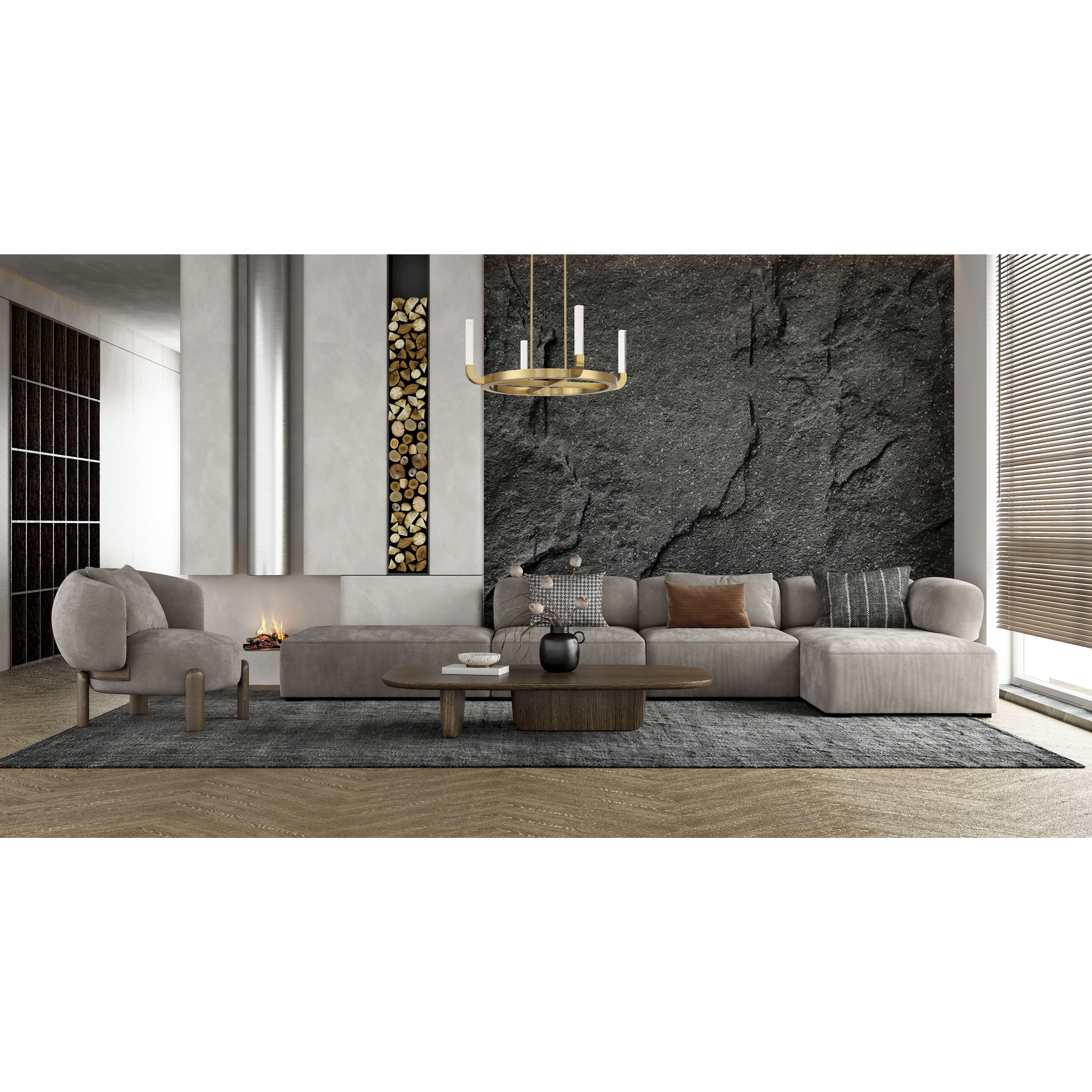 Del Mar LED 30 inch Warm Brass Chandelier Ceiling Light