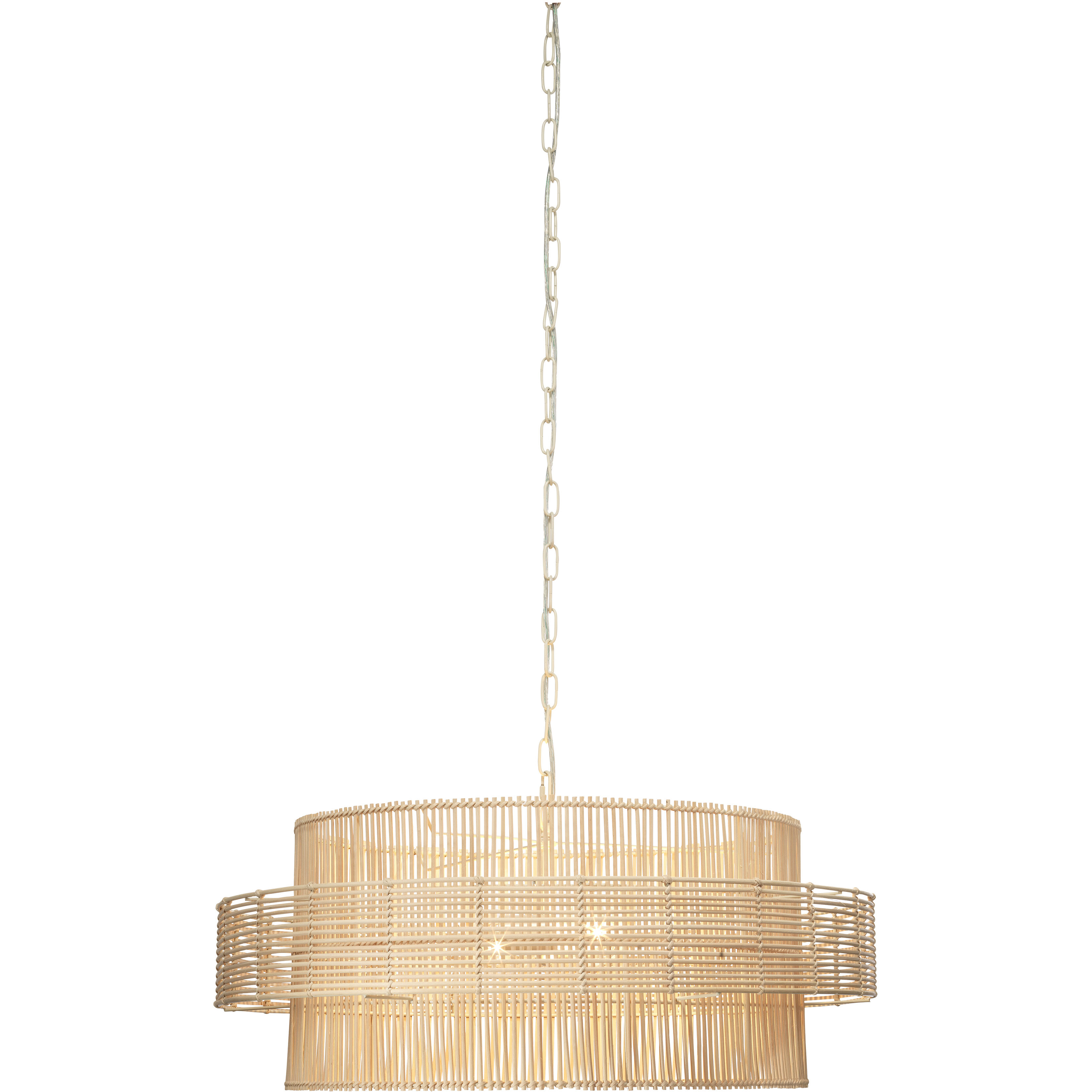 Concentric 2 Light 30 inch Natural Rattan Pendant Ceiling Light