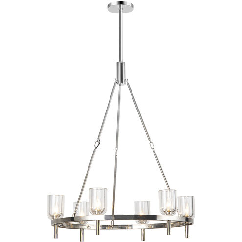 Lucian 6 Light 31.5 inch Polished Nickel Chandelier Ceiling Light in Clear Crystal and Polished Nickel