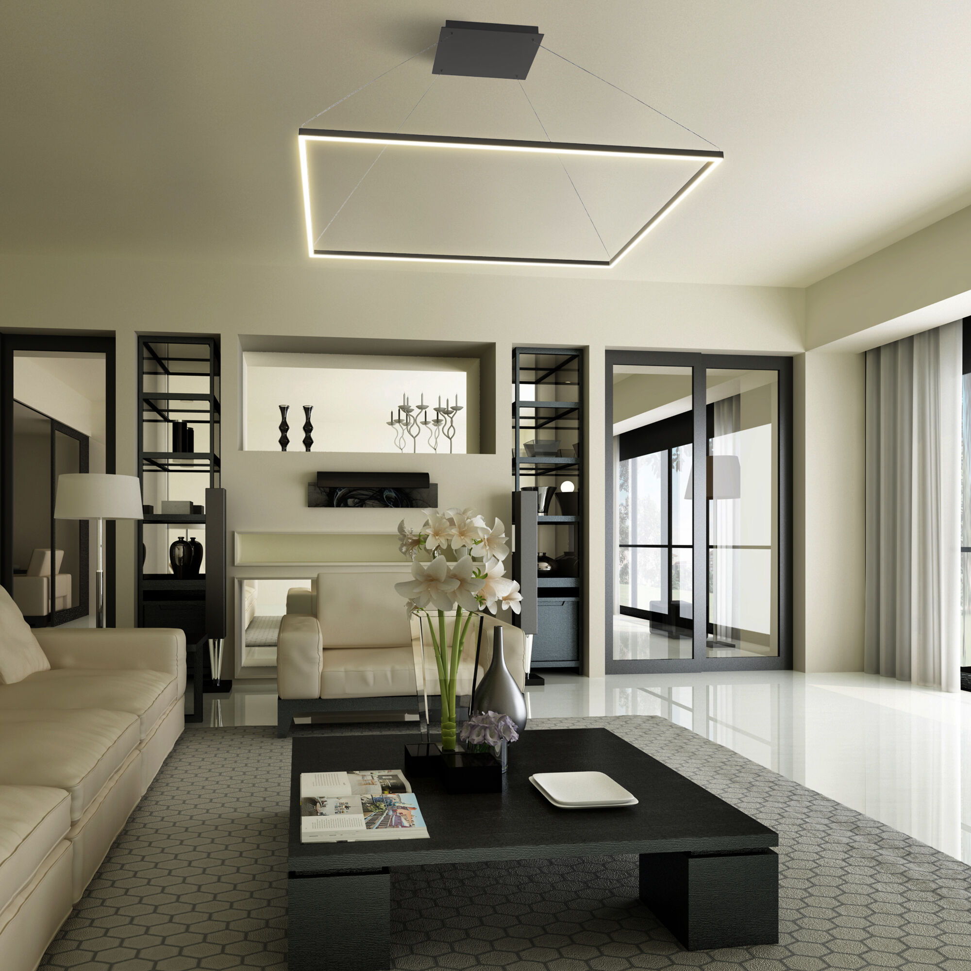 Atria 51.25 inch Black Chandelier Ceiling Light