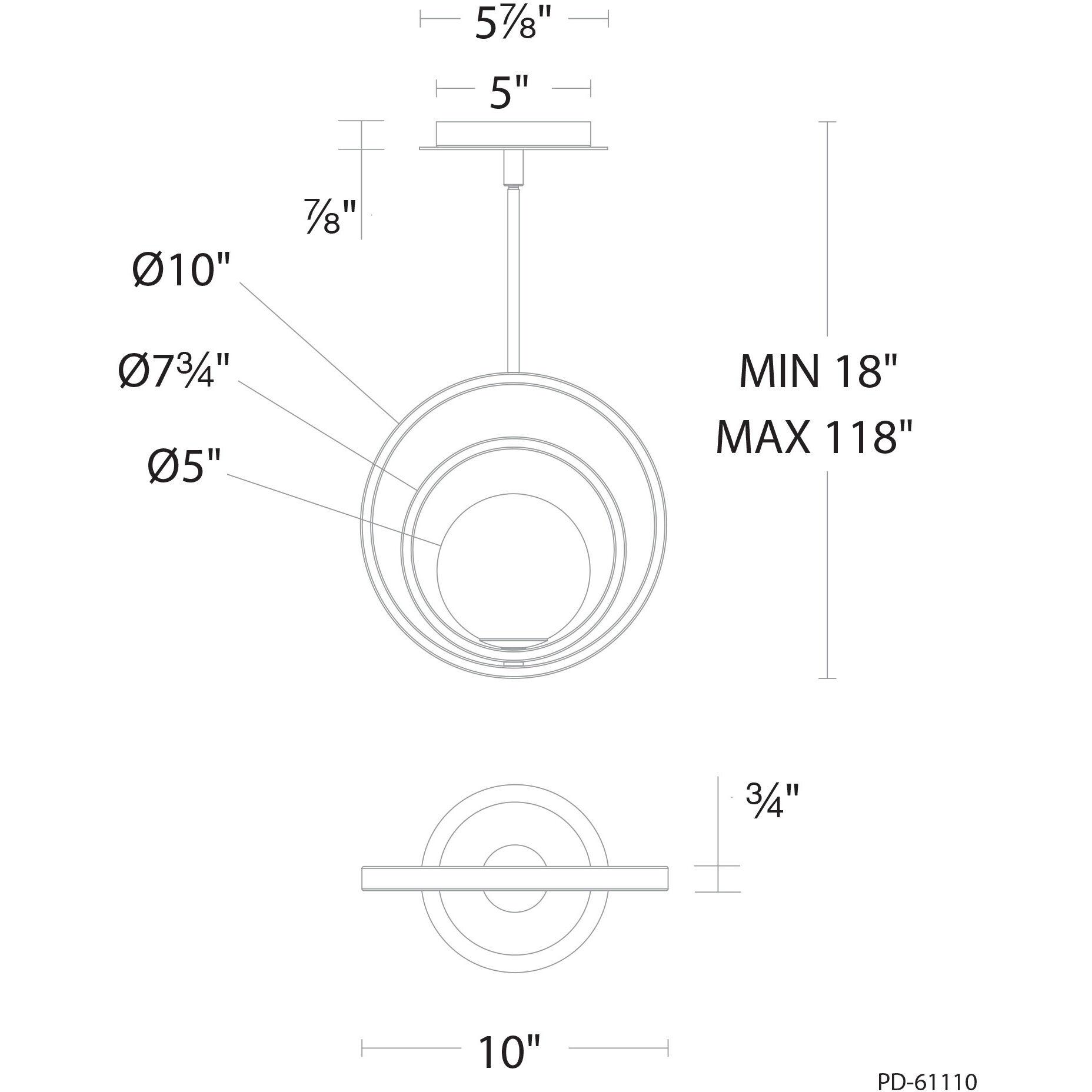 Ellington LED 5 inch Aged Brass Pendant Ceiling Light, dweLED