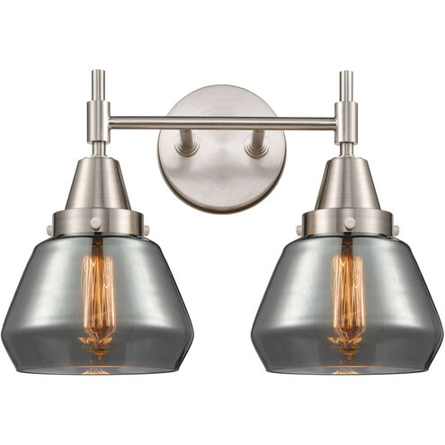 Caden LED 15.75 inch Satin Nickel Bath Vanity Light Wall Light in Plated Smoke Glass