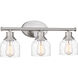 Caverly 3 Light 22 inch Brushed Nickel Bath Light Wall Light