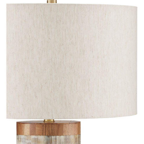 Hyson 27 inch 150 watt Natural and Brass Table Lamp Portable Light