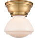 Aditi Olean 1 Light 7 inch Brushed Brass Flush Mount Ceiling Light in Matte White Glass, Aditi