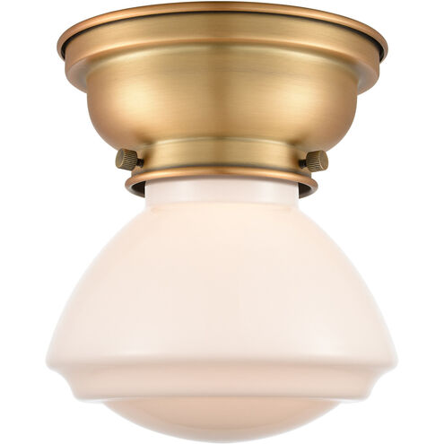 Aditi Olean 1 Light 7 inch Brushed Brass Flush Mount Ceiling Light in Matte White Glass, Aditi