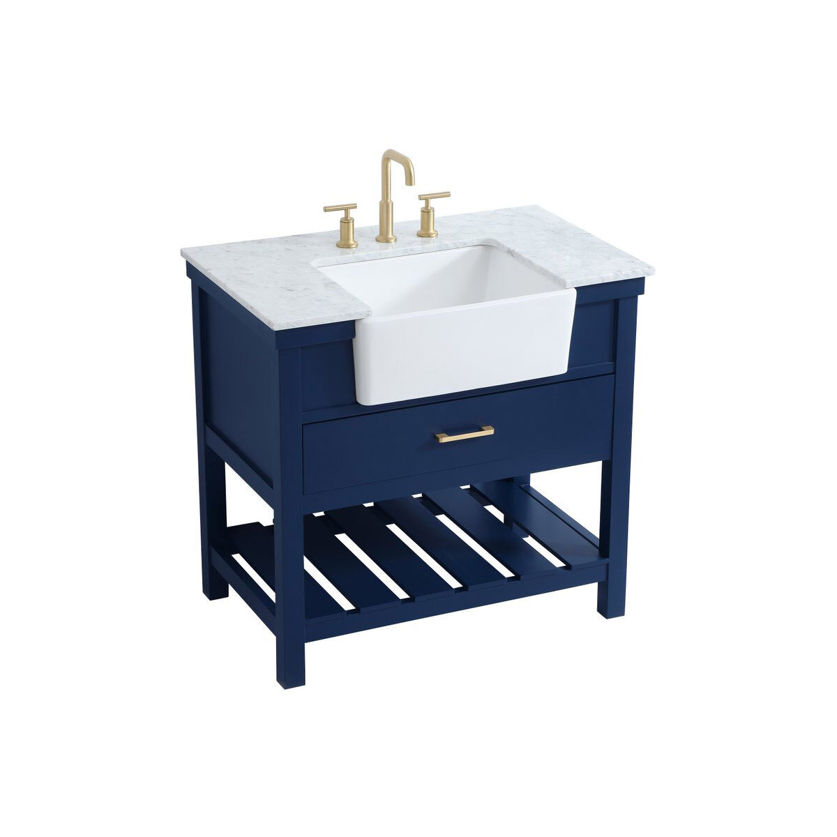 Clement 36 X 22 X 34 inch Blue Bathroom Vanity Cabinet