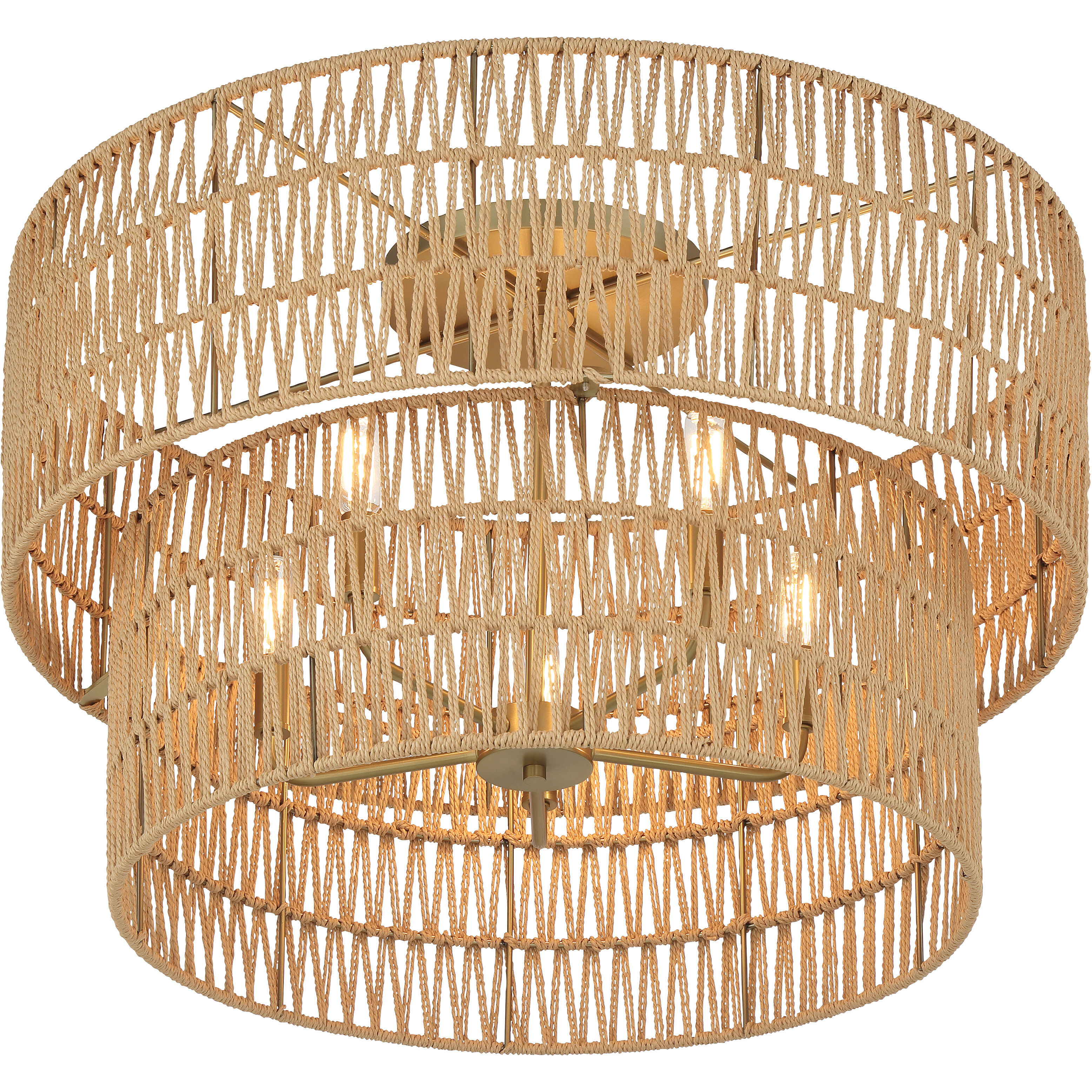 Bungalow Heaven 5 Light 26 inch Soft Brass Flush Mount Ceiling Light