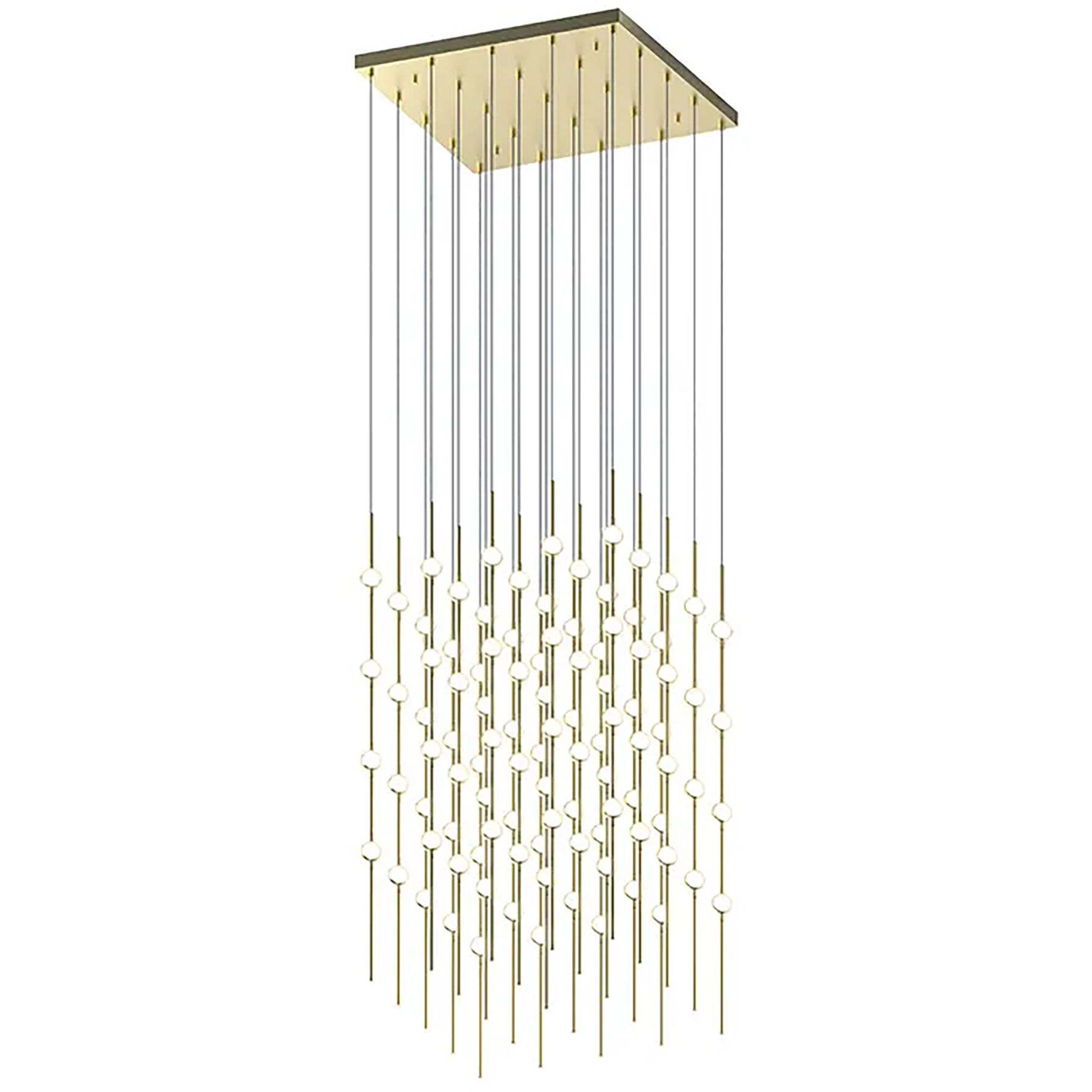 Constellation Cosmic Cube LED 20.5 inch Satin Brass Chandelier Ceiling Light in 2700K, White Optical Acrylic, 10 FT. Cord