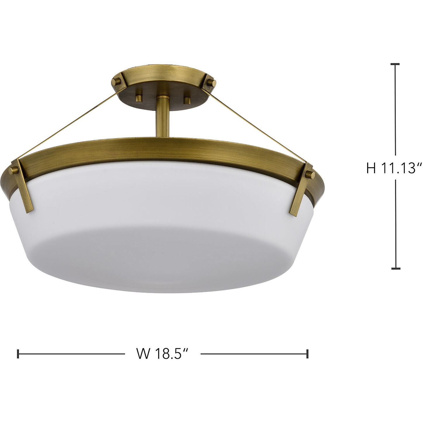 Rowen 4 Light 18.5 inch Natural Brass Semi Flush Mount Ceiling Light