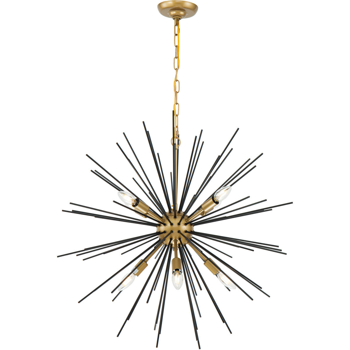 Timber 8 Light 30 inch Brass and Black Pendant Ceiling Light