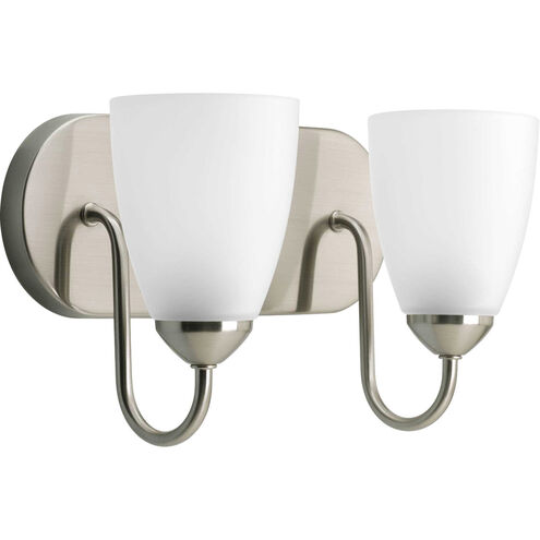 Gather 2 Light 12 inch Brushed Nickel Bath Vanity Wall Light in Bulbs Not Included, Standard