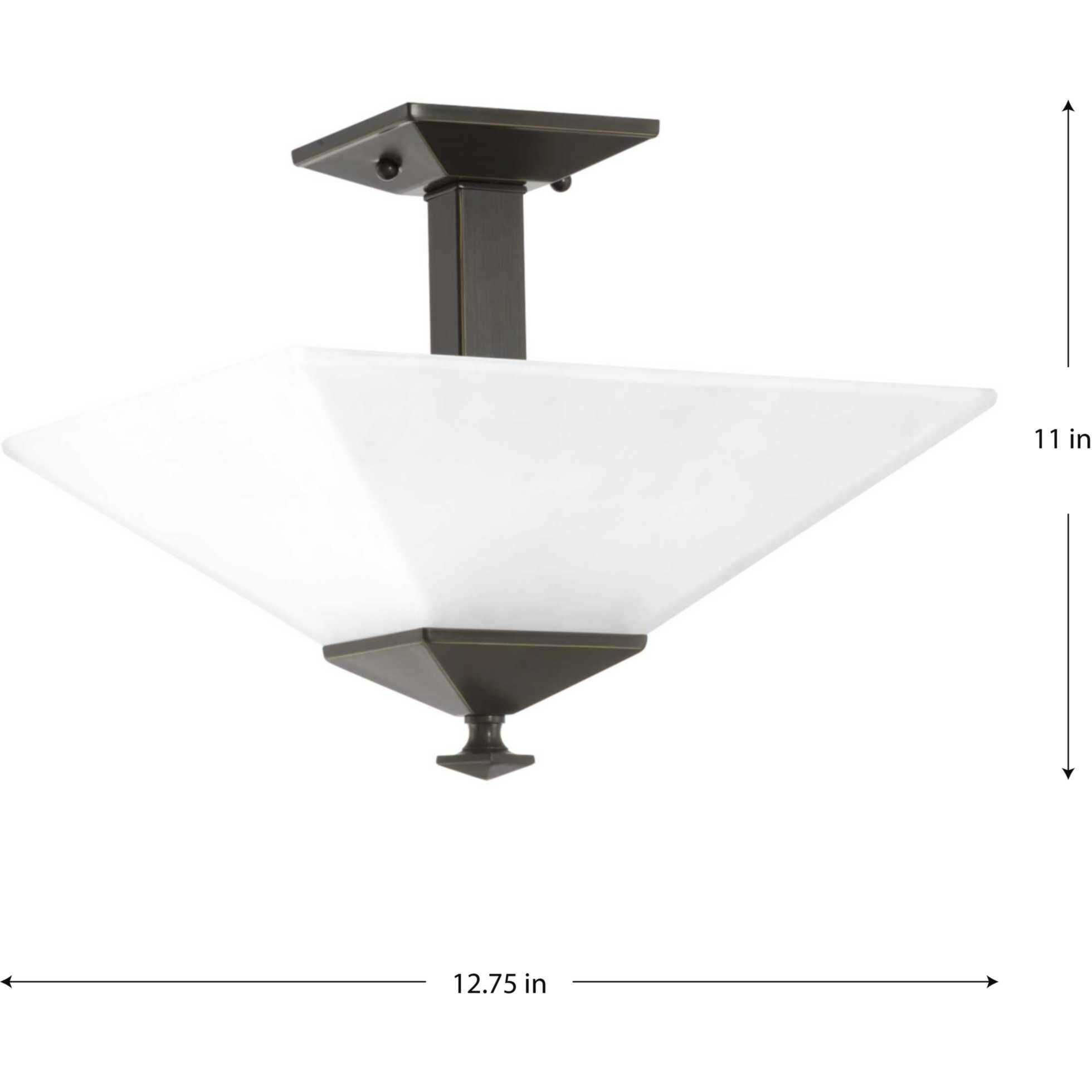 Clifton Heights 2 Light 12.75 inch Antique Bronze Semi-Flush Mount Ceiling Light