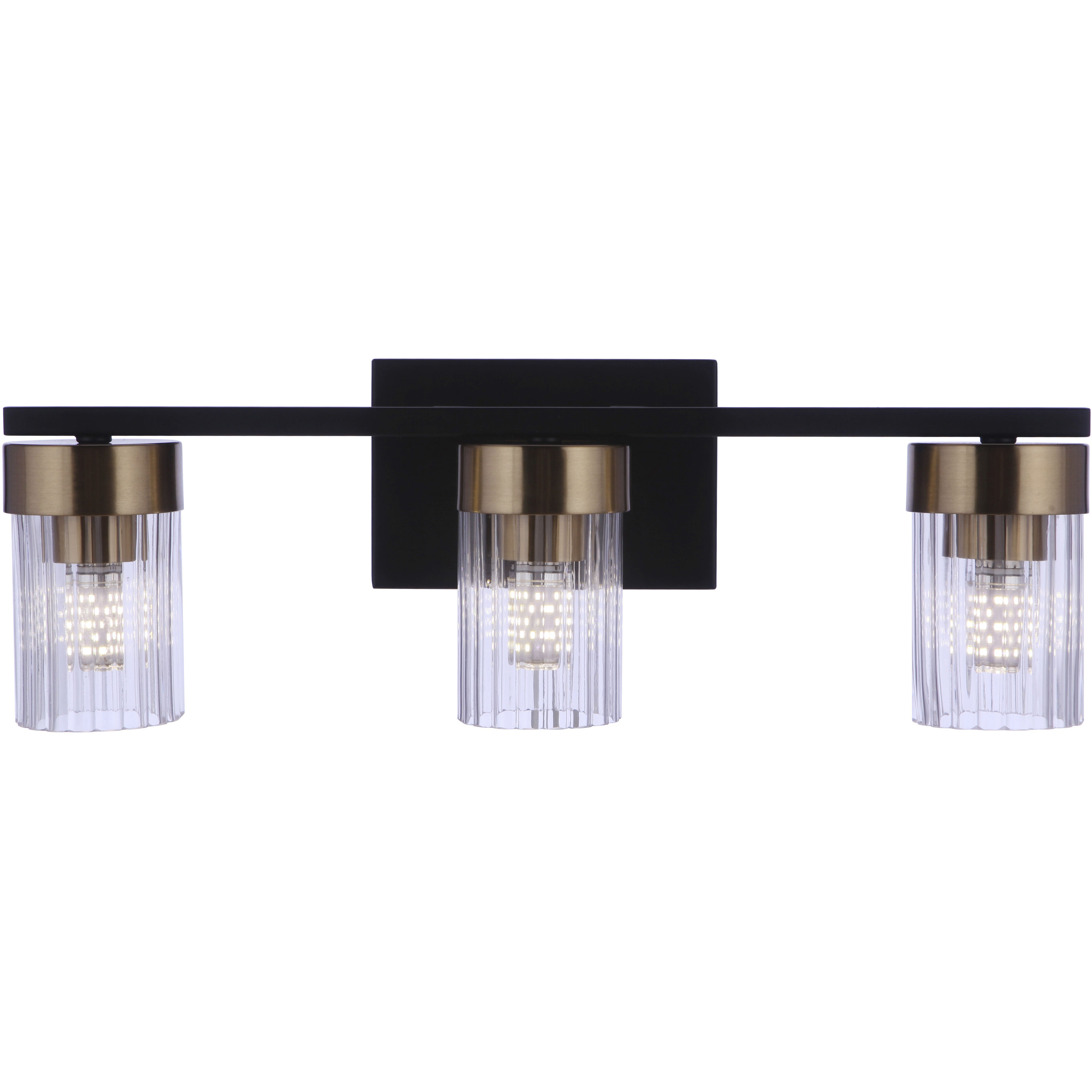 Bond Street 3 Light 19 inch Flat Black/Satin Brass Vanity Light Wall Light