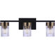 Bond Street 3 Light 19 inch Flat Black/Satin Brass Vanity Light Wall Light