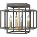 Titania 4 Light 14 inch Bronze and Olde Brass Flush Mount Ceiling Light in 5.36