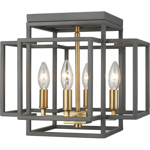 Titania 4 Light 14 inch Bronze and Olde Brass Flush Mount Ceiling Light in 5.36