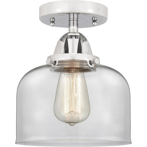 Nouveau 2 Large Bell LED 8 inch Polished Chrome Semi-Flush Mount Ceiling Light in Clear Glass