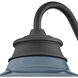 Wallace Outdoor Barn Light in Museum Black with Denim Blue, Gooseneck