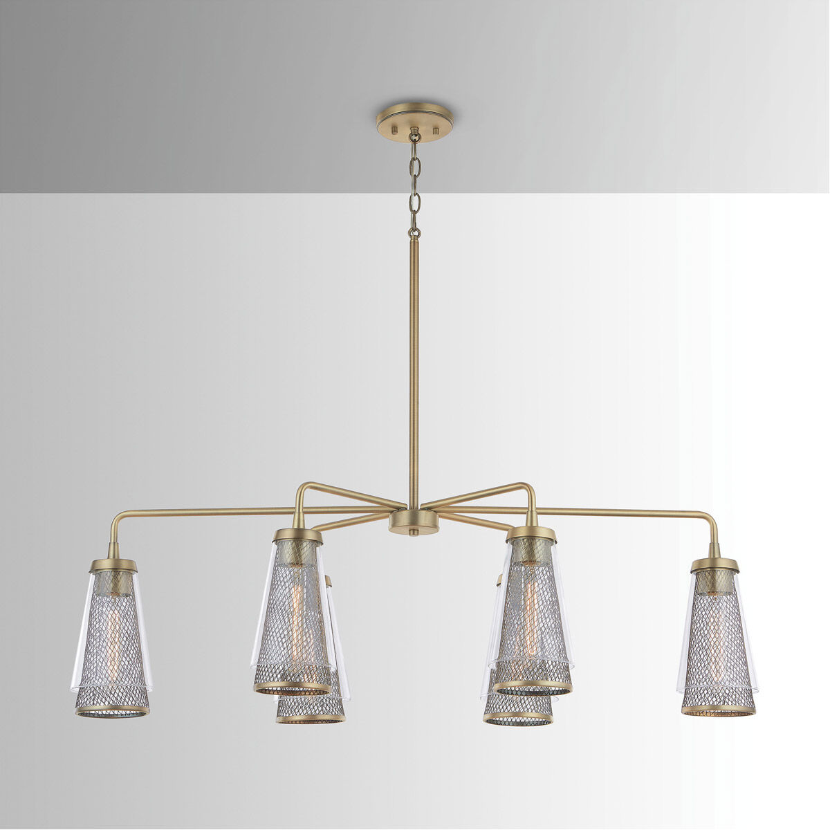 Abbott 6 Light 42.5 inch Aged Brass Island Ceiling Light