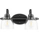 Reyes 2 Light 16 inch Textured Black Vanity Light Wall Light in Clear Seeded