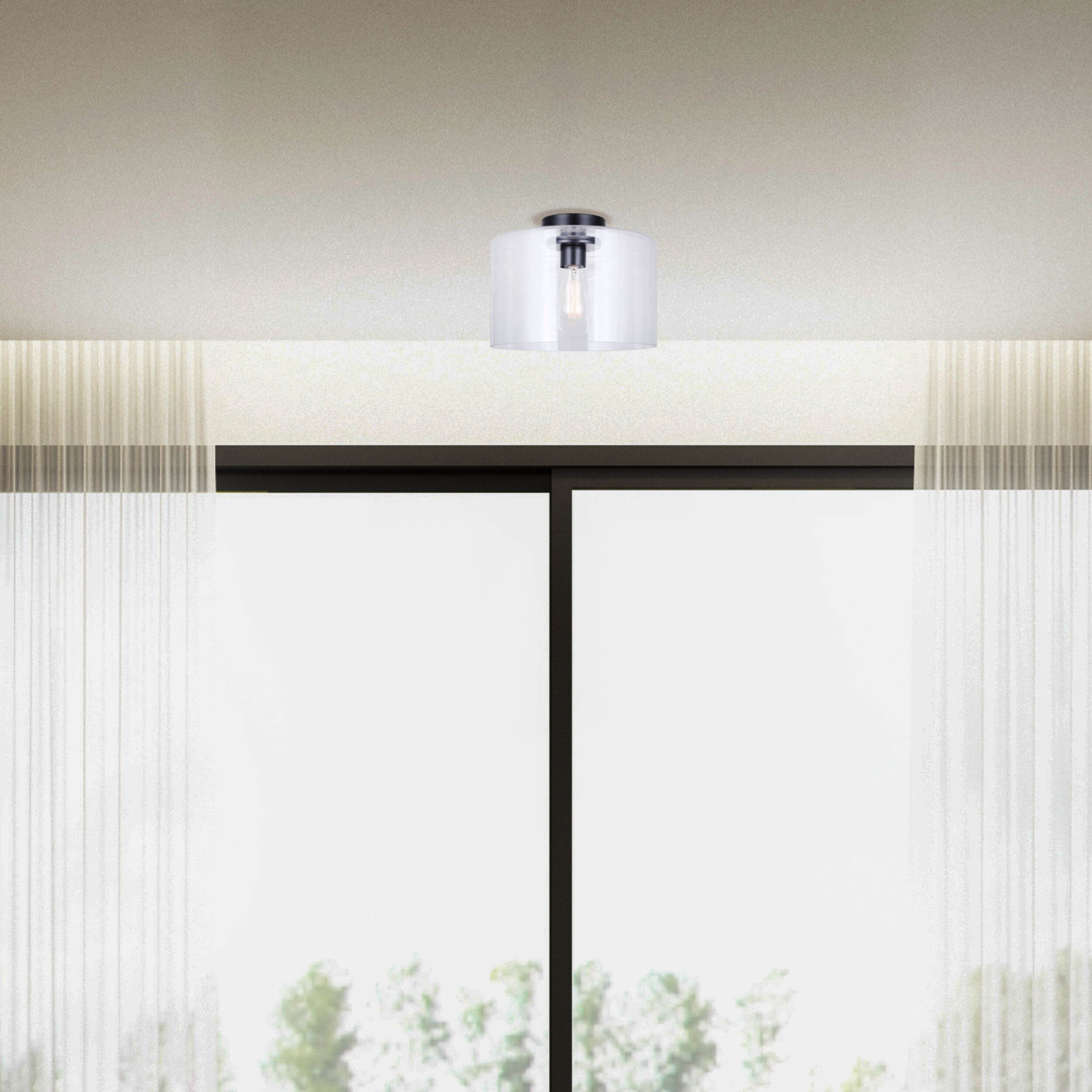 Sklo 1 Light 12 inch Matte Black Flush Mount Ceiling Light