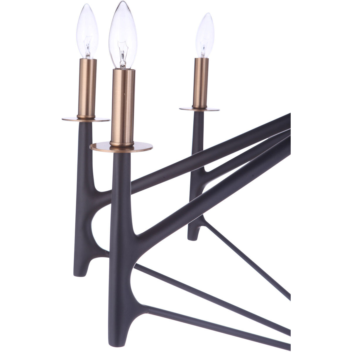 The Reserve 10 Light 42.5 inch Flat Black/Satin Brass Chandelier Ceiling Light in Flat Black and Satin Brass