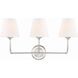 Sylvan 3 Light 23.25 inch Brushed Nickel Bathroom Vanity Light Wall Light