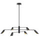 Bowery LED 50 inch Black with Banker Brass Indoor Chandelier Ceiling Light, Convertible to Semi-Flush