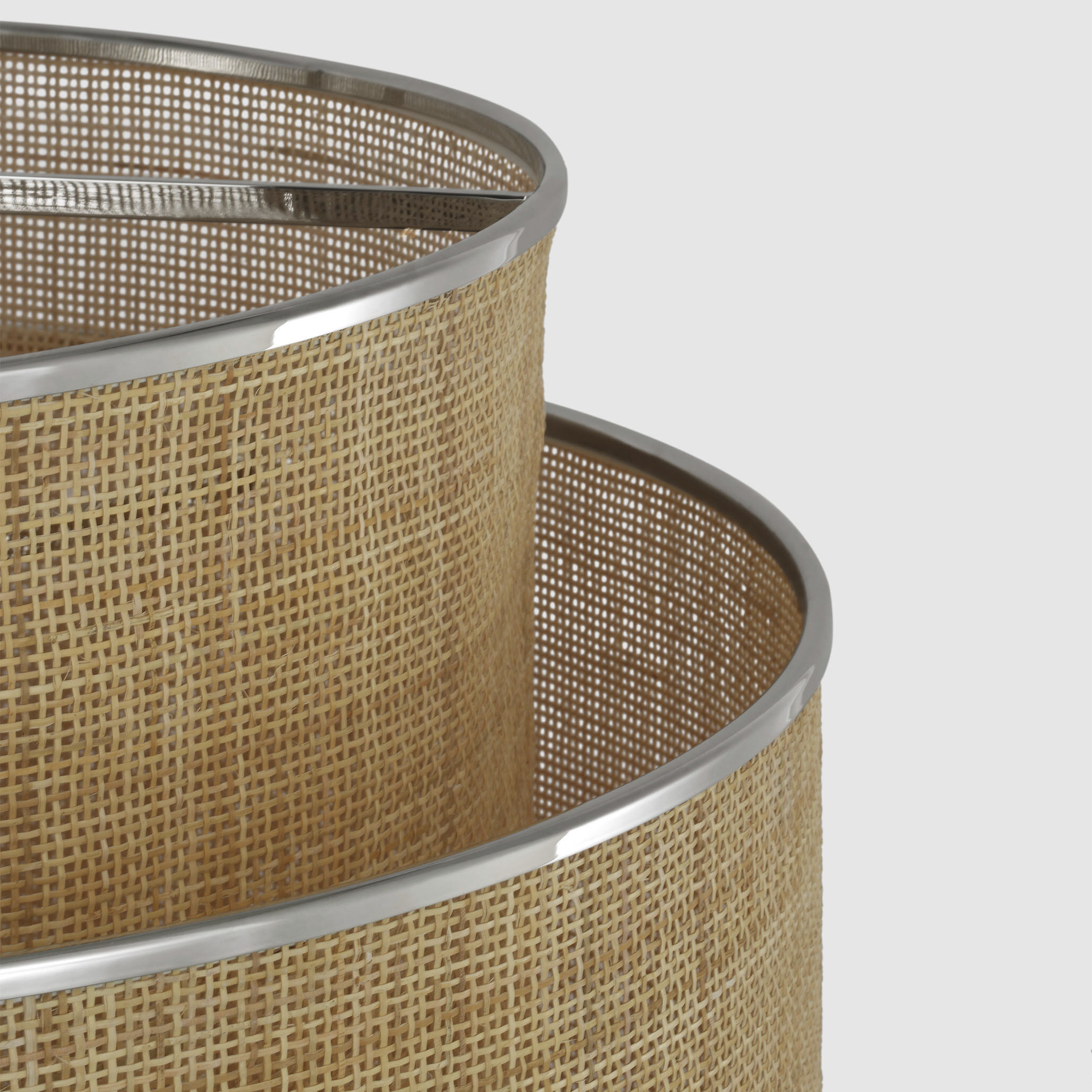 Marie Flanigan Linley LED 30 inch Polished Nickel and Natural Rattan Caning Hanging Shade Ceiling Light, Extra Large