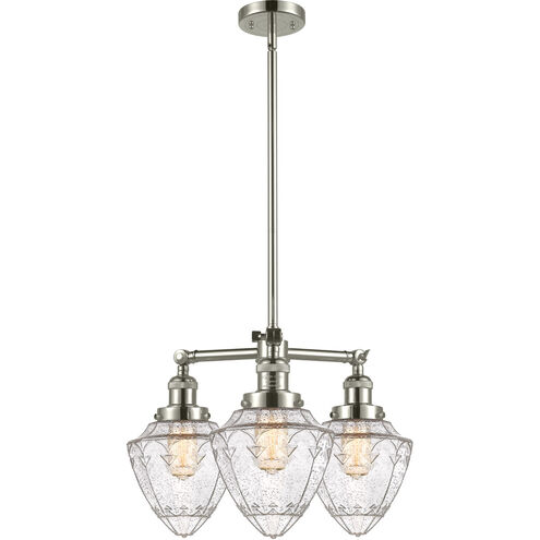 Franklin Restoration Bullet 3 Light 20 inch Polished Nickel Chandelier Ceiling Light in Seedy Glass