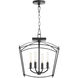 Mantle 4 Light 14.5 inch Matte Black Dual Mount Pendant Ceiling Light