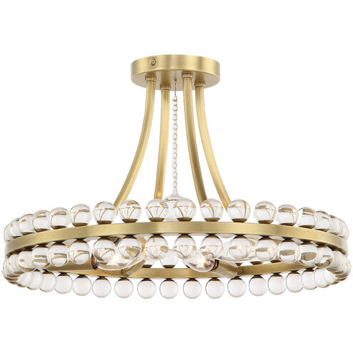 Clover 4 Light 18.25 inch Aged Brass Semi Flush Ceiling Light