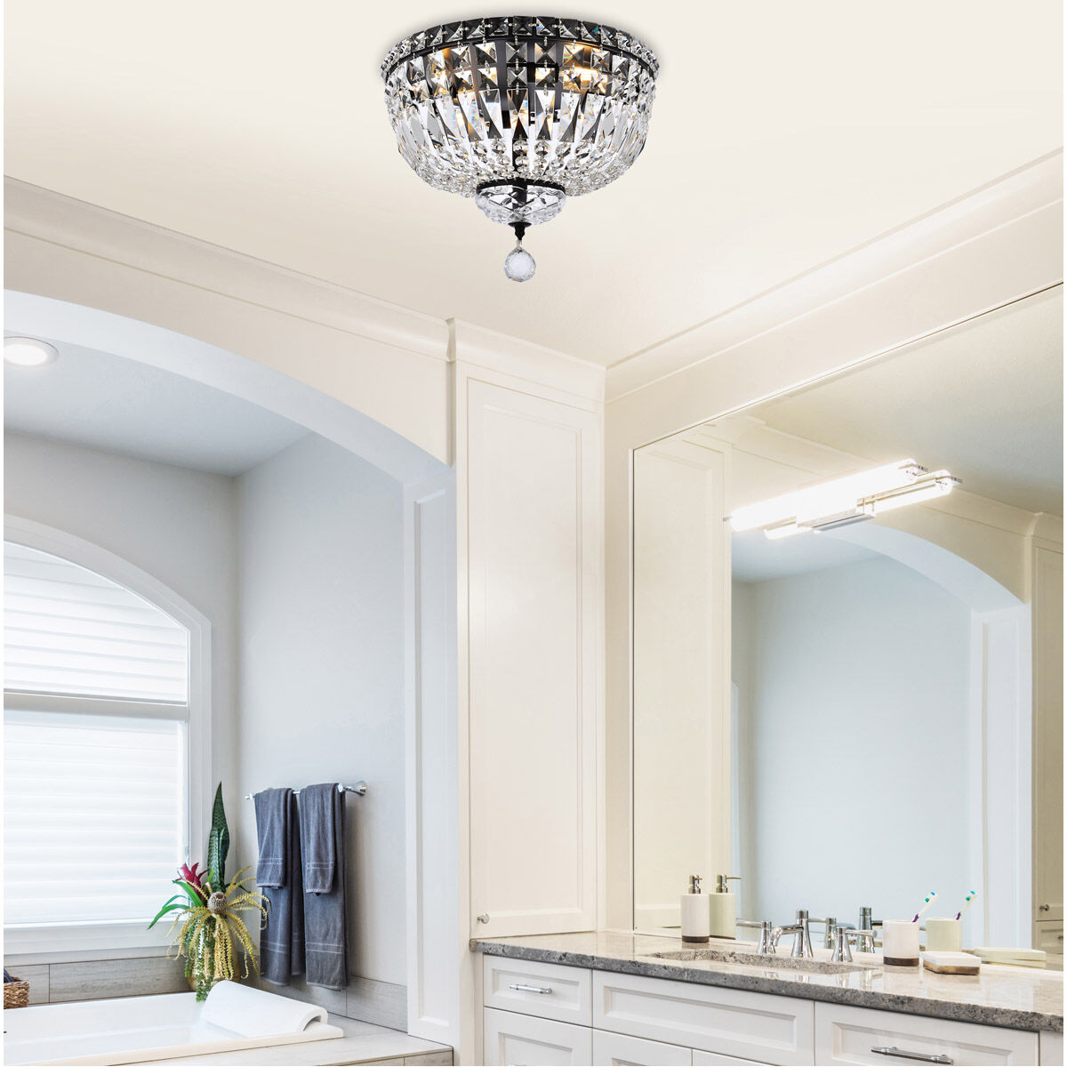 Tranquil 4 Light 14 inch Black and Clear Flush Mount Ceiling Light