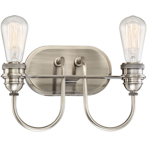 Uptown Edison 2 Light 13 inch Plated Pewter Bath Light Wall Light