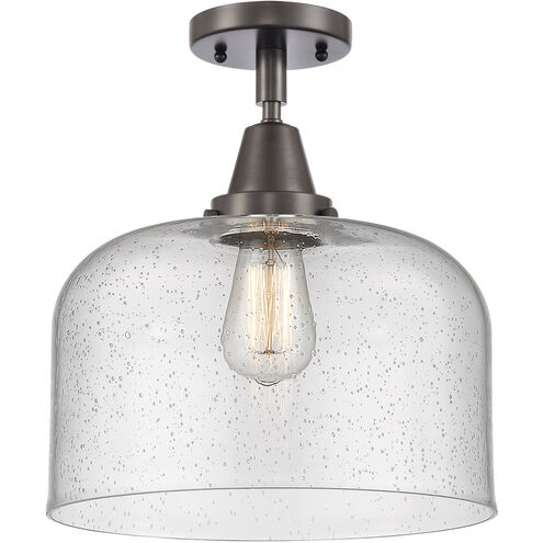 Franklin Restoration X-Large Bell 1 Light 12 inch Oil Rubbed Bronze Flush Mount Ceiling Light in Seedy Glass