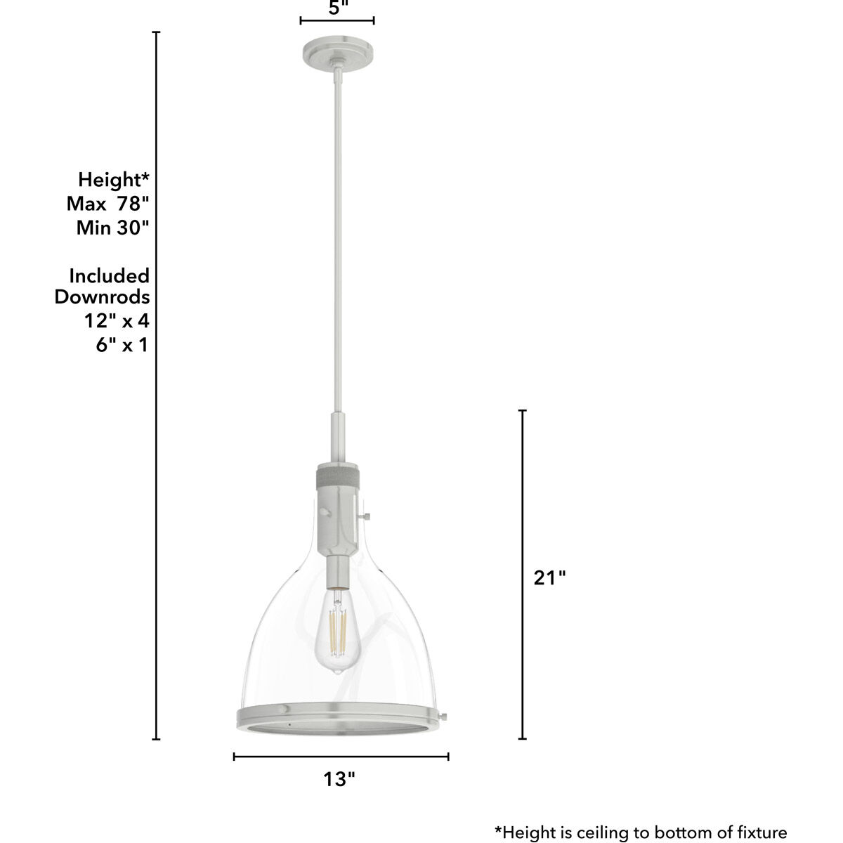 Van Nuys 1 Light 13 inch Brushed Nickel Pendant Ceiling Light