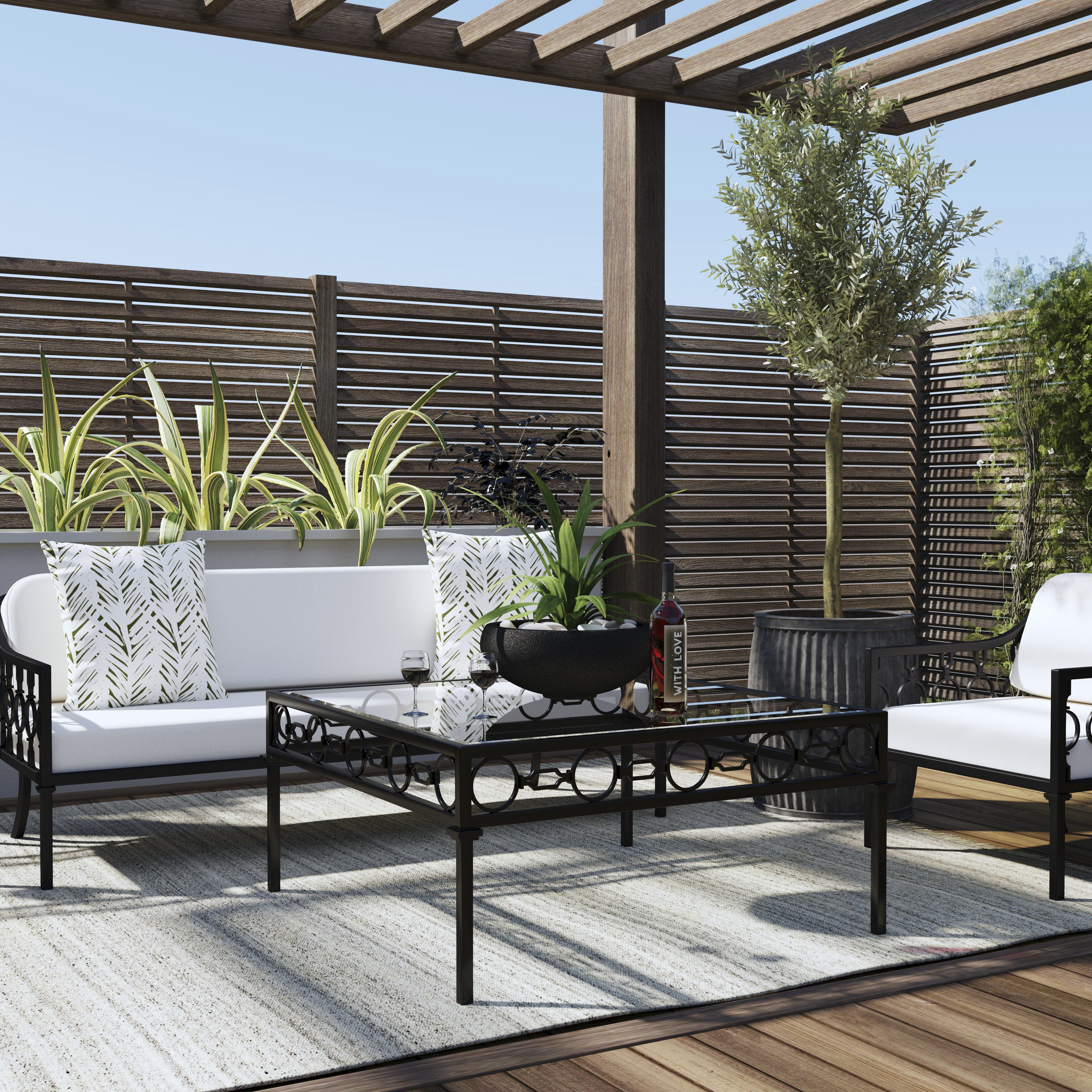 Southport Iron Outdoor Coffee Table in Black