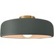 Radiance Collection - Spire LED 16 inch Pewter Green and Brushed Brass Semi-Flush Ceiling Light in Dedicated LED, 16W x 6.5H, Form+Finish+Function