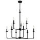 Prescott 9 Light 32 inch Matte Black Chandelier Ceiling Light