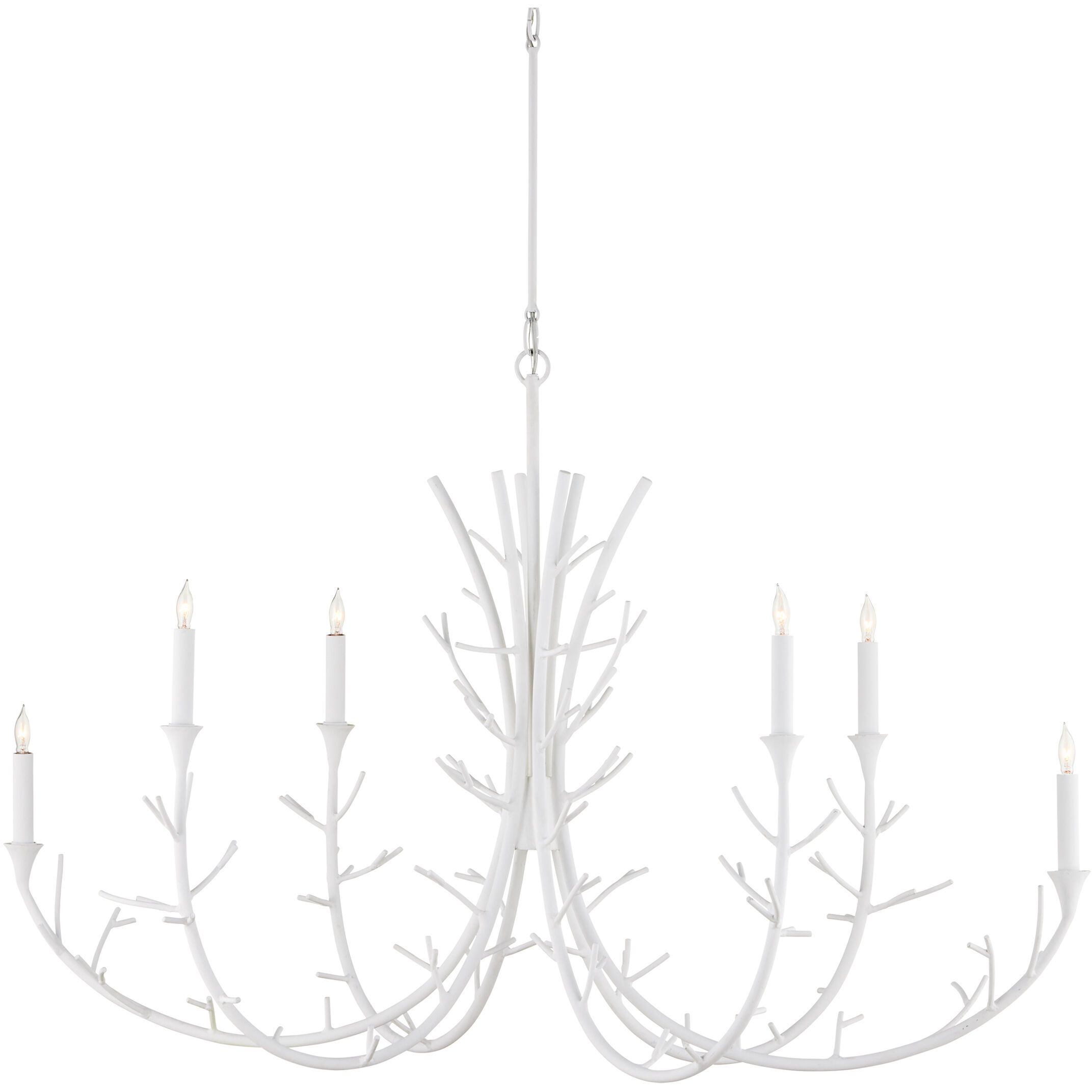 Twiggy 6 Light 48 inch Gesso White Chandelier Ceiling Light