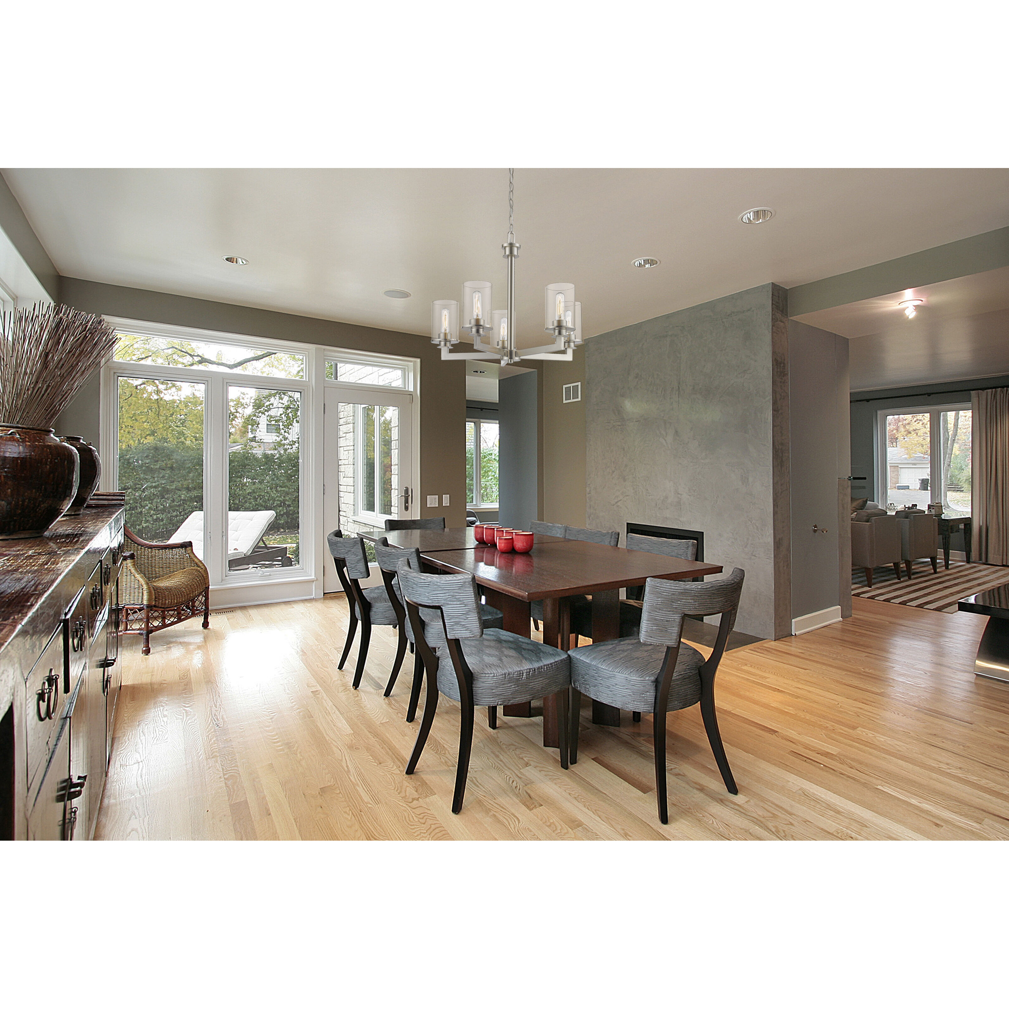 Savannah 5 Light 24 inch Brushed Nickel Chandelier Ceiling Light