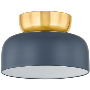 Batya 1 Light 13 inch Aged Brass/Slate Blue Flush Mount Ceiling Light