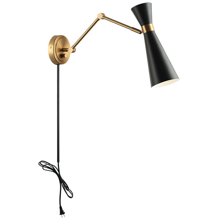 Blaze Wall Sconce Wall Light in Aged Gold Brass and Black