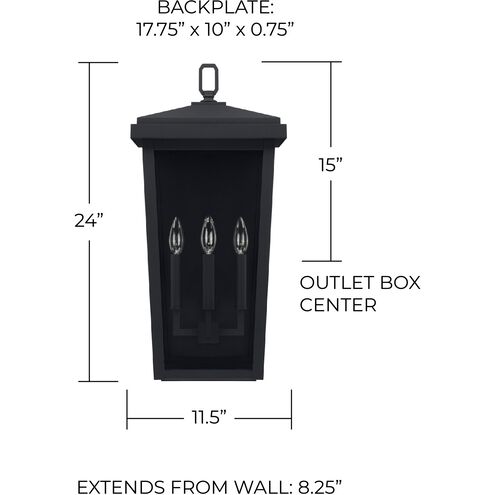Donnelly 3 Light 24 inch Black Outdoor Wall Lantern